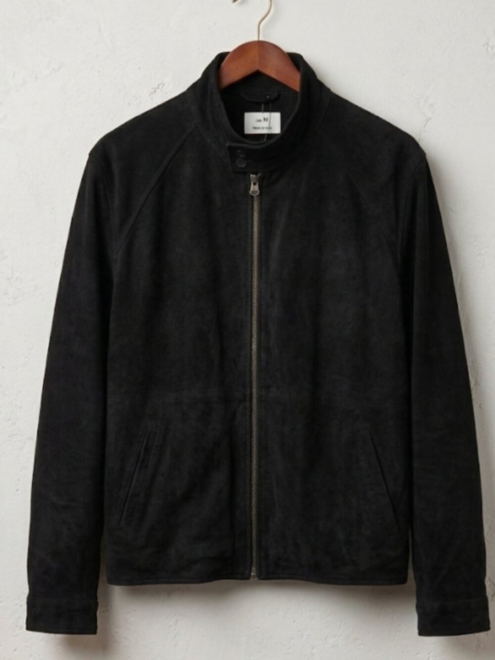 Officine Général Black Goat Suede weCafé Racer Jacket Outdoor Moto Biker Sz L